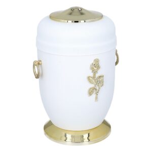 white metal urn