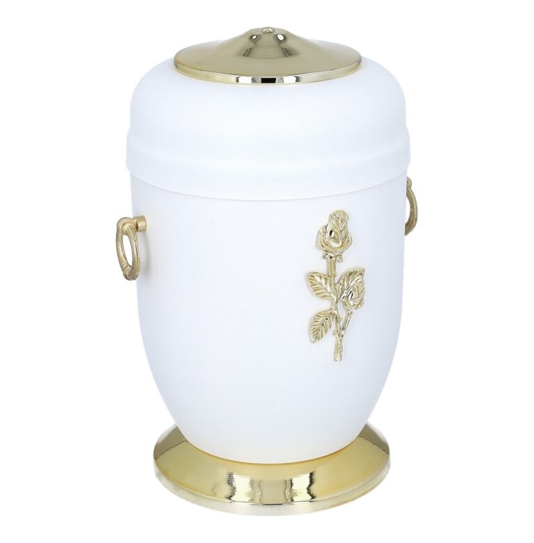 white metal urn