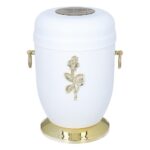 white metal urn