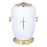 white metal urn