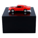 Draufsicht auf die schwarze Urne mit Dodge-Replika.