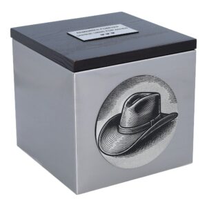 Urne mit Cowboyhut-Gravur, Vorderansicht