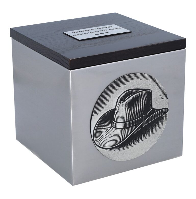 Urne mit Cowboyhut-Gravur, Vorderansicht