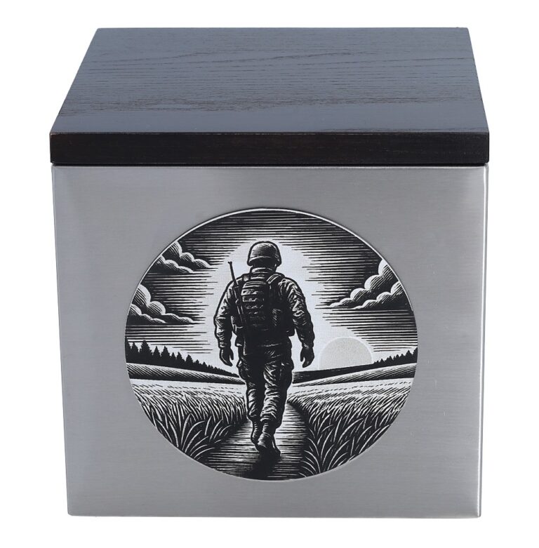 Military urn with visible soldier design