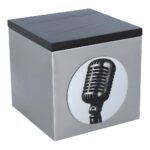 Angled left view of the music-themed cremation urn