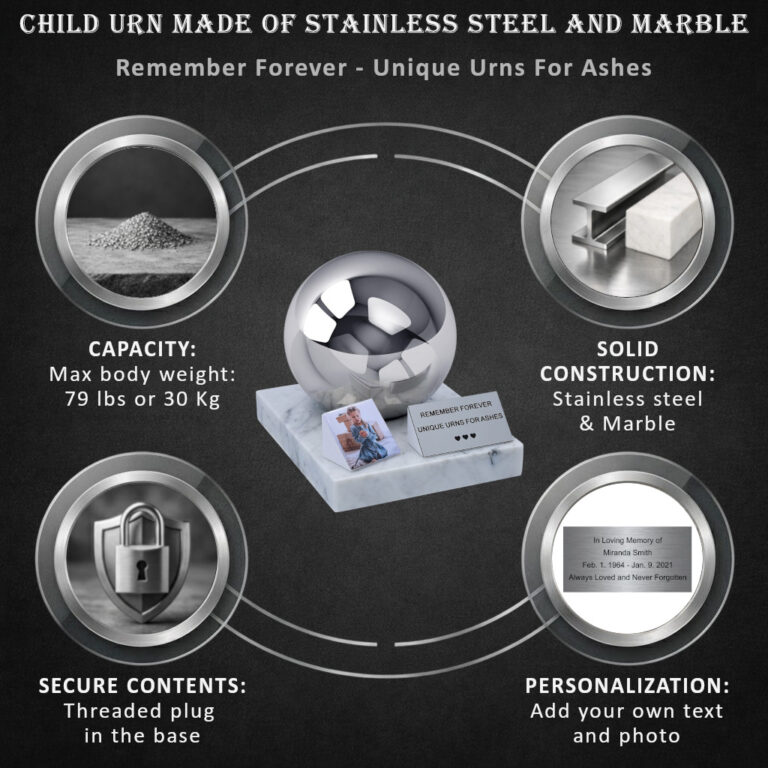 child urn with a photo details