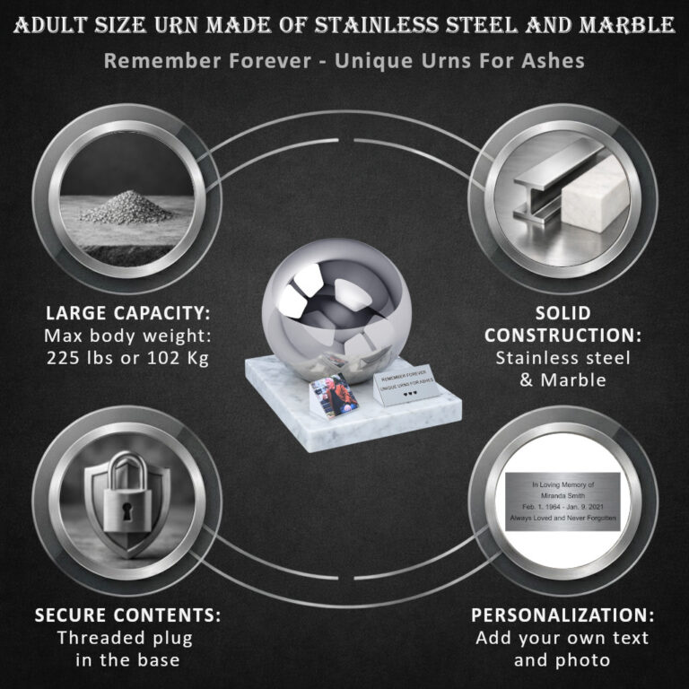 adult urn with a photo details