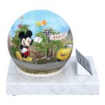 Dekoracyjna urna kremacyjna z ręcznie malowaną kulą ze stali nierdzewnej i grawerowaną tabliczką pamiątkową