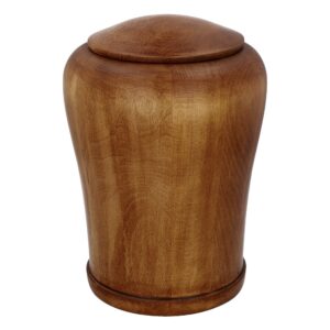 Urne de crémation adulte en bois de hêtre – Urne en bois massif pour cendres humaines, vue de face