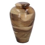 Urna Cineraria Media in Legno di Noce per Ceneri Umane – Vista Frontale su Sfondo Bianco