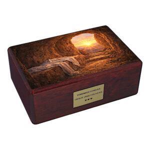 urna legno cattolica tomba vuota risurrezione urna cineraria adulti vista angolata