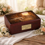 urna cristiana legno tomba vuota risurrezione memoriale ceneri esposizione floreale