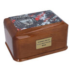 Liverpool FC cremation urn wooden ashes box with football club crest beech wood memorial urn