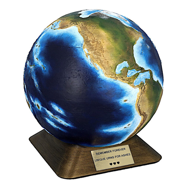 Urna globo terráqueo XXL Tierra para dos con placa conmemorativa y soporte bronce