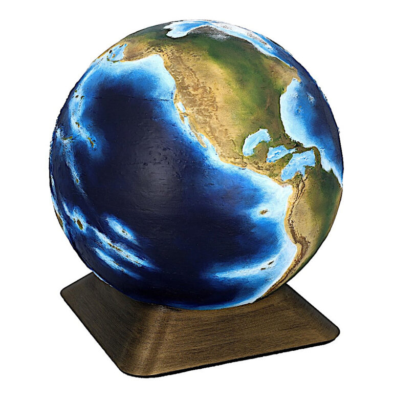 Gran urna artística Tierra para cenizas con diseño de globo realista