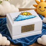 Sun Above the Clouds Child Cremation Urn Displayed in a Peaceful Memorial Setting