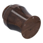 Bottom of premium solid oak cremation urn with secure wooden base