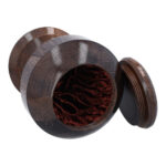 Interior of premium oak cremation urn with soft fabric lining