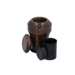 Wooden keepsake urn with open metal ash container