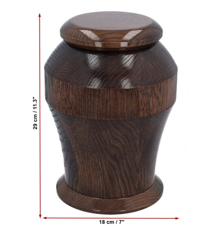 Premium solid oak cremation urn dimensions 29 cm x 18 cm