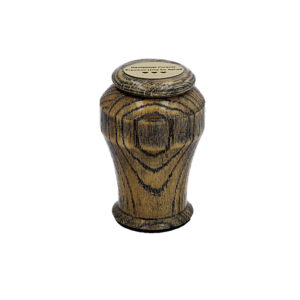 Premium antique gold wooden keepsake urn for ashes.