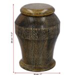 Premium solid oak cremation urn dimensions 29 cm x 18 cm.