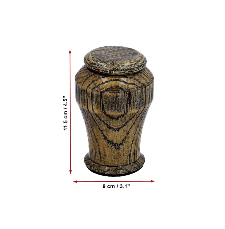 Premium oak keepsake urn dimensions 11.5 cm x 8 cm.