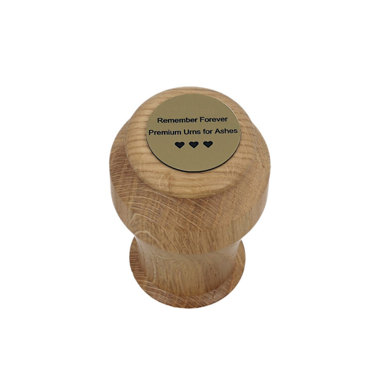 Top view of matching wooden keepsake urn.