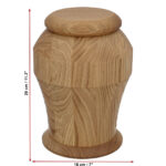 Premium solid oak cremation urn dimensions 29 cm x 18 cm.