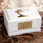 Tree of Life Baby Cremation Urn Displayed in a Serene Memorial Setting