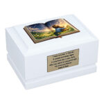 Storybook of Memories Child Cremation Urn – White Wooden Memorial Urn with Open Book Design for Ashes