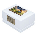Storybook of Memories Baby Cremation Urn – White Wooden Child Urn Side Perspective