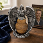 Guardian Angel keepsake urn for ashes displayed as a memorial tribute