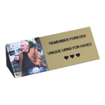 Personalized memorial plaque with color photo for cremation urn